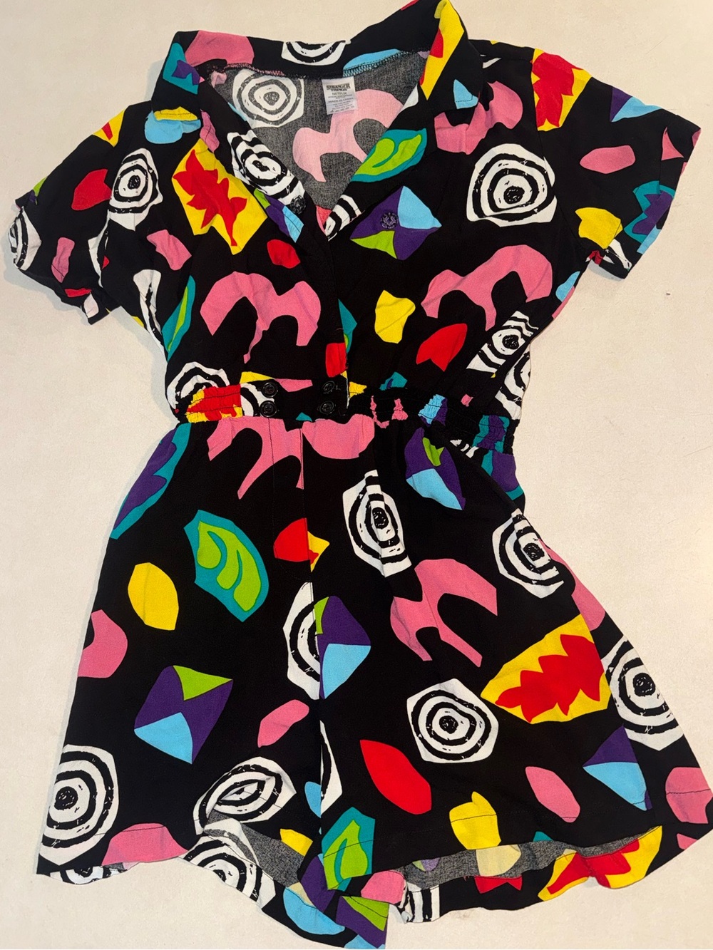 Stranger Things Eleven Replica Romper Kids XL Costume Retro Geometric Halloween
